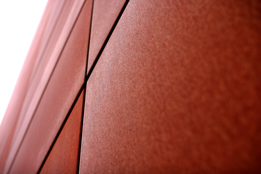 Real close up corten weathering steel facade panel detail for Germany and France EN grade projects