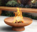 Corten steel fire pit assembly for outdoor heating