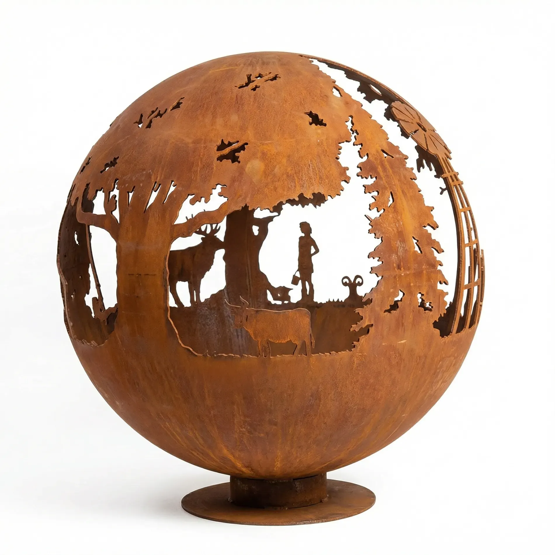 Corten steel fire ball product from media library