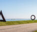 Real corten steel public art sculpture in a Netherlands landscape setting