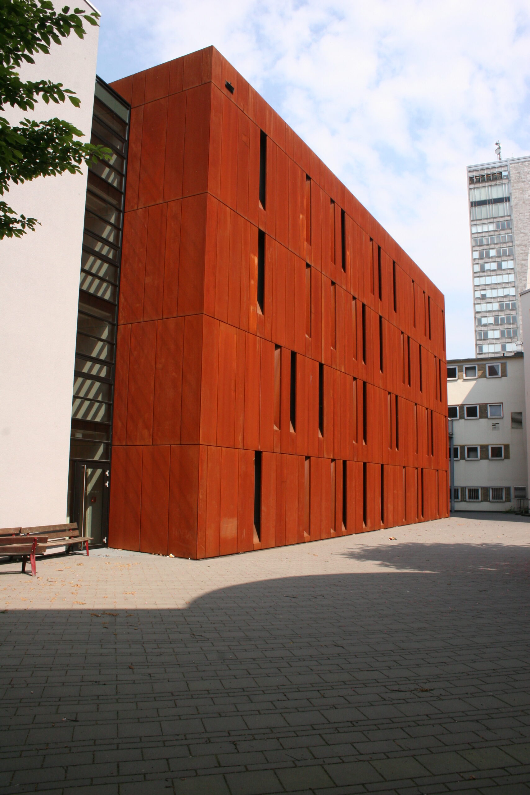 Real weathering steel facade photo for Germany and France architectural panel specification