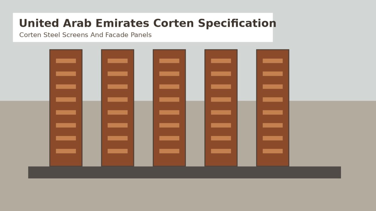 UAE Corten Steel Screens and Facade Panels: Heat, Dust and Hotel Landscape Specification Guide featured image showing corten steel screens and facade panels